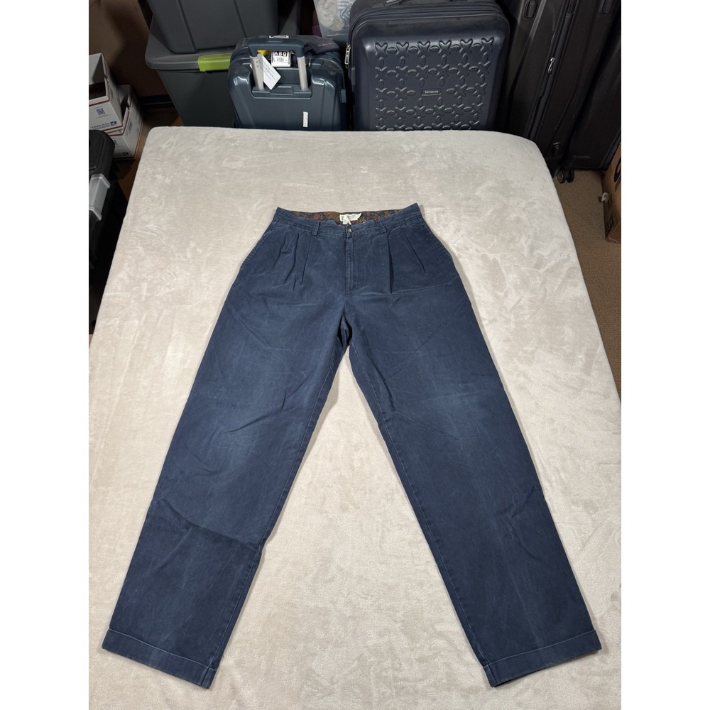 Vintage Bananna Republic Safari Pleated Pants Size 33x32 Blue Cotton